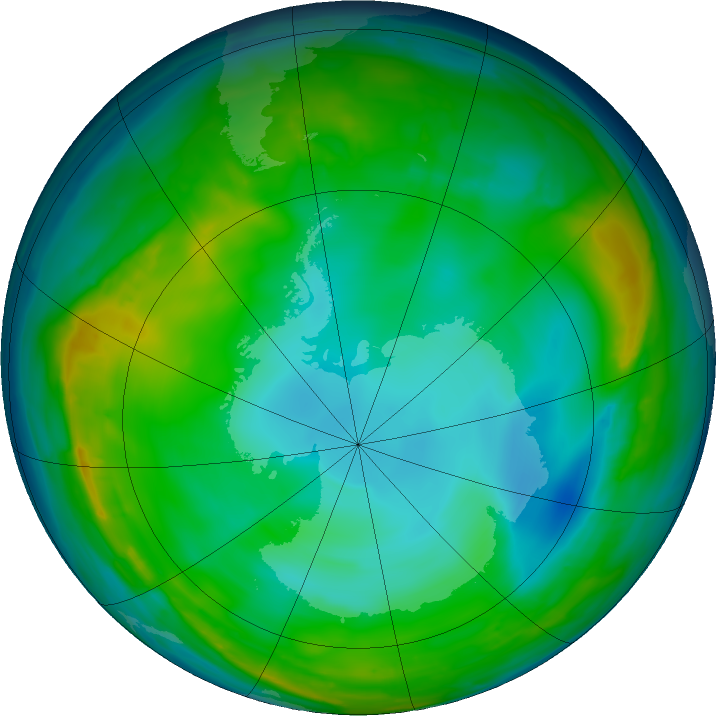 Antarctic ozone map for 17 June 2016